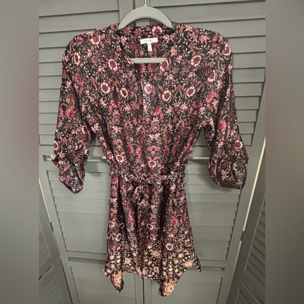 Maurices Burgundy Floral Long Sleeve Dress